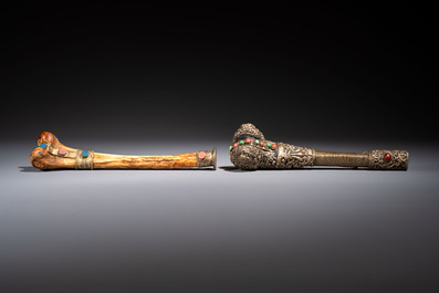 A varied collection of seven Tibetan ritual utensils, 19/20th C.