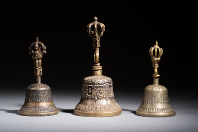 A varied collection of 14 Tibetan ritual utensils, 19/20th C.