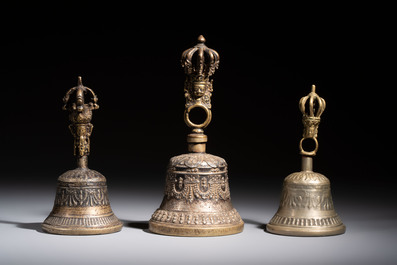 A varied collection of 14 Tibetan ritual utensils, 19/20th C.