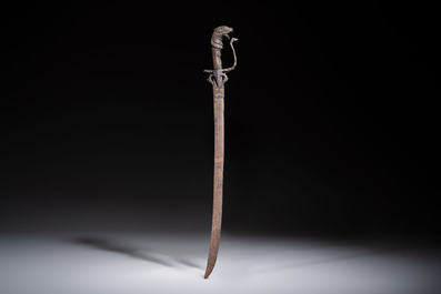 A Sinhalese steel kastane sword with a horn hilt, Sri Lanka, 19th C.
