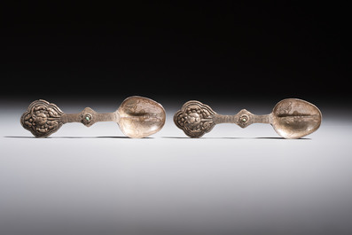 A varied collection of 14 Tibetan ritual utensils, 19/20th C.