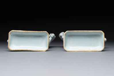 A pair of fine white Dutch Delft 'Riders on Horseback' groups, 18th C.