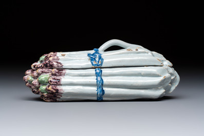 A polychrome Brussels faience 'Asparagus' tureen and cover, 18th C.