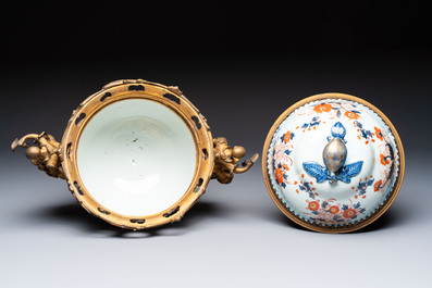 A Chinese gilt-bronze-mounted Imari-style tureen and cover, Qianlong
