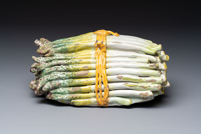 A large polychrome faience 'Asparagus' tureen and cover, East France or Germany, 18th C.
