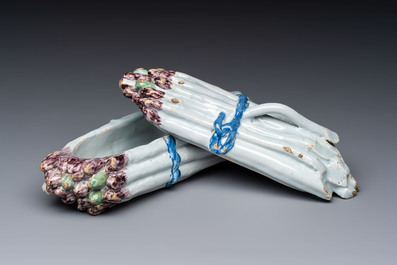A polychrome Brussels faience 'Asparagus' tureen and cover, 18th C.