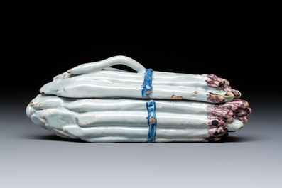 A polychrome Brussels faience 'Asparagus' tureen and cover, 18th C.