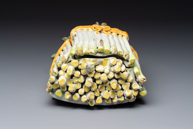 A large polychrome faience 'Asparagus' tureen and cover, East France or Germany, 18th C.