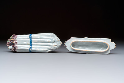 A polychrome Brussels faience 'Asparagus' tureen and cover, 18th C.