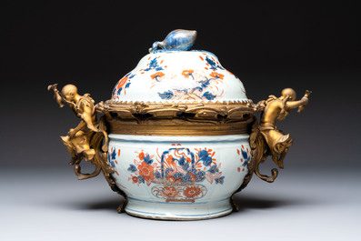 A Chinese gilt-bronze-mounted Imari-style tureen and cover, Qianlong
