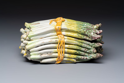A large polychrome faience 'Asparagus' tureen and cover, East France or Germany, 18th C.