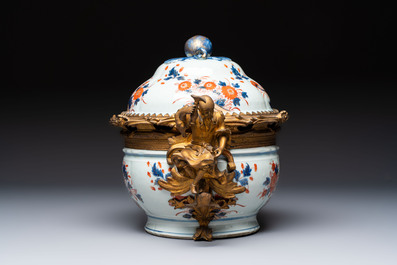 A Chinese gilt-bronze-mounted Imari-style tureen and cover, Qianlong