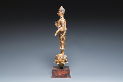 A Thai gilt bronze Buddha Shakyamuni in Lan Na-style, probably 16th C.