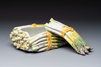 A large polychrome faience 'Asparagus' tureen and cover, East France or Germany, 18th C.