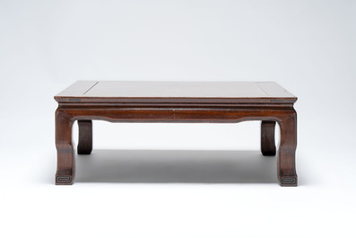 A Chinese nanmu square low table, 19th C.