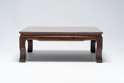A Chinese nanmu square low table, 19th C.