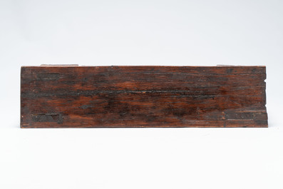 A Tibetan finely painted polychrome wooden folding table and an altar table, 18/19th C.