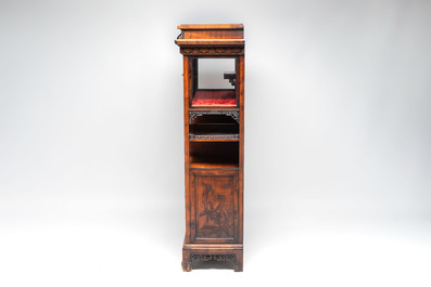 Gabriel Viardot (1830-1906): A wooden Japonism display cabinet with mother-of-pearl and bone inlay, France, marked and dated 1886