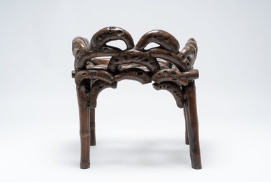 An unusual Chinese chair made from bamboo roots, 19th C.
