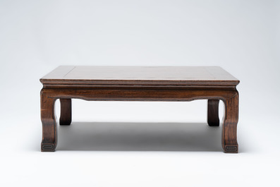 A Chinese nanmu square low table, 19th C.