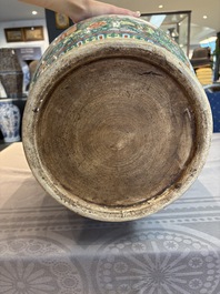A large Chinese famille verte vase with narrative design, 19th C.