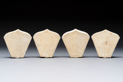 A Chinese famille rose nine-piece 'Plum Blossoms' sweetmeat set on a wooden tray, 19th C.