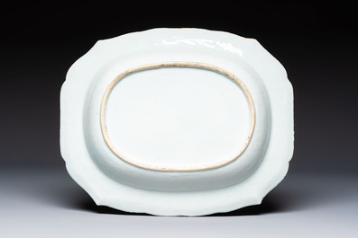 A Chinese blue and white dish, tureen and stand with floral design, Qianlong
