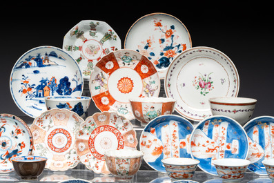 34 Chinese famille rose, verte, Imari-style and blue and white wares, Kangxi and later
