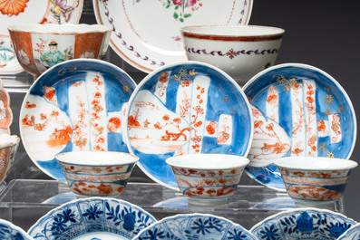 34 Chinese famille rose, verte, Imari-style and blue and white wares, Kangxi and later