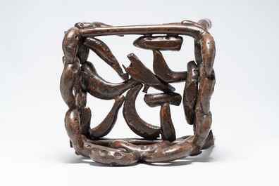 An unusual Chinese chair made from bamboo roots, 19th C.