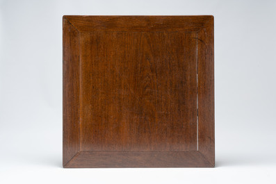 A Chinese nanmu square low table, 19th C.
