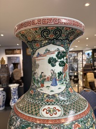 A large Chinese famille verte vase with narrative design, 19th C.