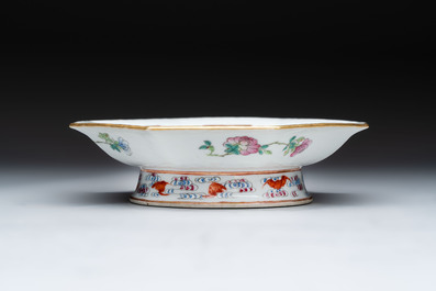 A fine Chinese famille rose gilt-decorated 'trigram' tazza, Tongzhi mark and of the period