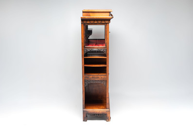 Gabriel Viardot (1830-1906): A wooden Japonism display cabinet with mother-of-pearl and bone inlay, France, marked and dated 1886