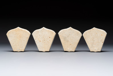 A Chinese famille rose nine-piece 'Plum Blossoms' sweetmeat set on a wooden tray, 19th C.