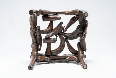 An unusual Chinese chair made from bamboo roots, 19th C.