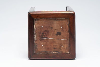 A Chinese hongmu stand and a square low table, 19th C.