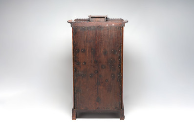 Gabriel Viardot (1830-1906): A wooden Japonism display cabinet with mother-of-pearl and bone inlay, France, marked and dated 1886