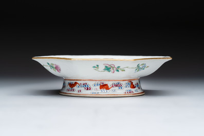 A fine Chinese famille rose gilt-decorated 'trigram' tazza, Tongzhi mark and of the period