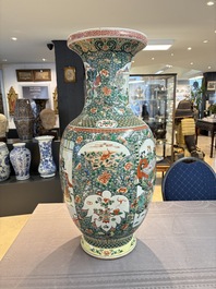 A large Chinese famille verte vase with narrative design, 19th C.