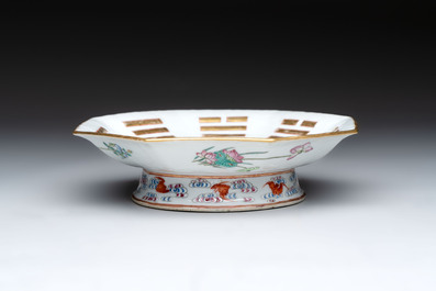 A fine Chinese famille rose gilt-decorated 'trigram' tazza, Tongzhi mark and of the period