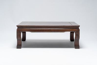 A Chinese nanmu square low table, 19th C.