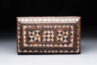 An Ottoman mother-of-pearl and tortoiseshell-inlaid casket, 19th C.
