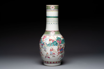 A Chinese famille rose 'Warriors' vase, Xuande mark, 19th C.