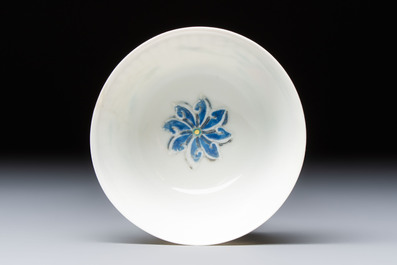 A Chinese famille rose cup and saucer with floral design, Yongzheng