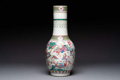 A Chinese famille rose 'Warriors' vase, Xuande mark, 19th C.