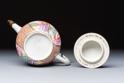 A Chinese Canton famille rose 'Mandarin Subject' teapot, Qianlong