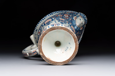A polychrome French faience helmet-shaped jug, Samson, Paris, 19th C.