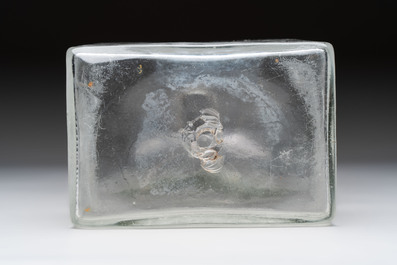A large engraved glass 'hunting scene' flask, Southern Germany, 18th C.