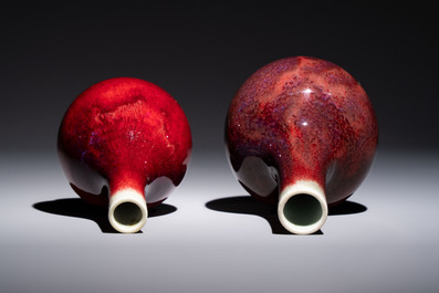 Two Chinese flamb&eacute;-glazed bottle vases, 19th C.